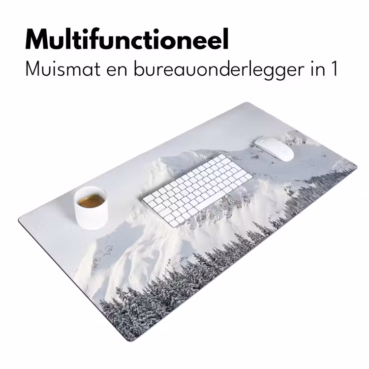 Berg - Sneeuw - Winter - Natuur - Wit Muismat XXL klein -sfeer4