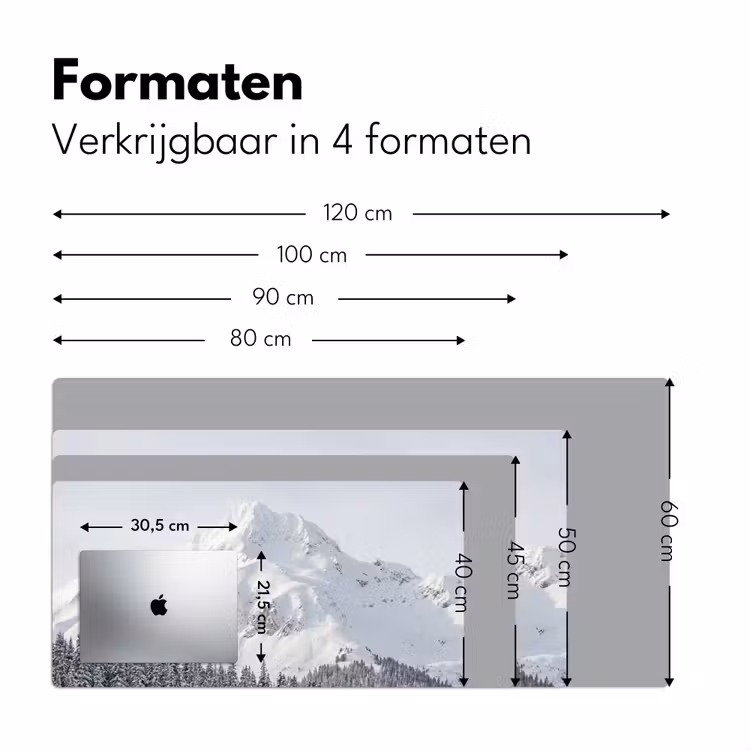 Berg - Sneeuw - Winter - Natuur - Wit Muismat XXL klein -sfeer5