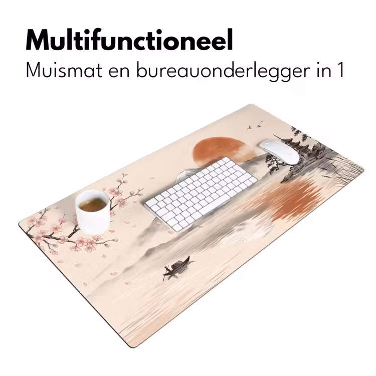 Bergtop - Meer - Bloesem Muismat XXL klein -sfeer4