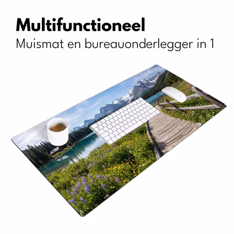 Bergen - Meer - Landschap - Blauw Muismat XXL klein -sfeer4