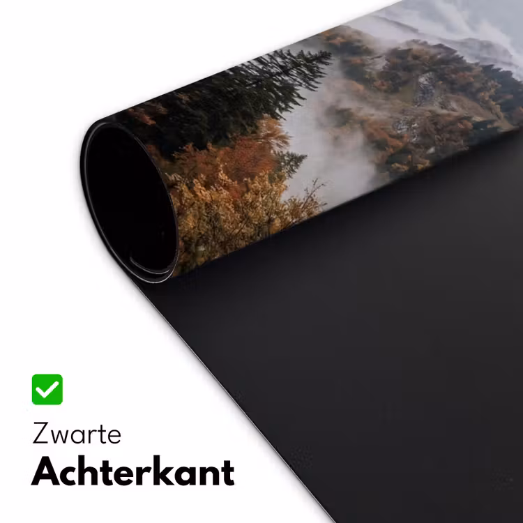 Bergen - Vallei - Mist - Herfst - Natuur Muismat XXL klein -sfeer2
