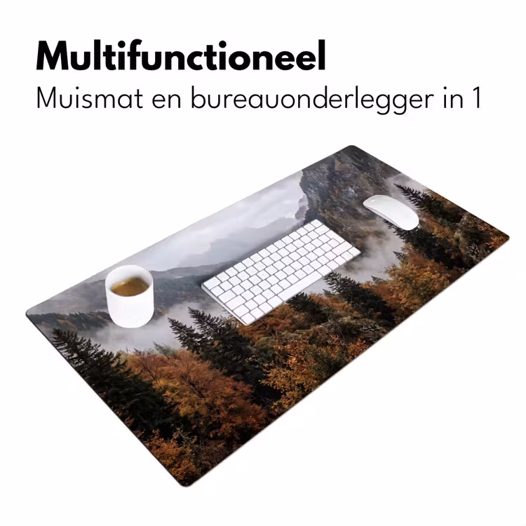 Bergen - Vallei - Mist - Herfst - Natuur Muismat XXL klein -sfeer4