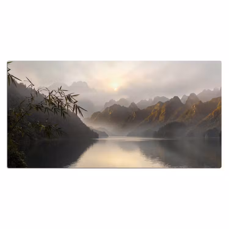 Bergen - Water - Mist - Natuur - Landschap Muismat XXL klein -3d_leeg