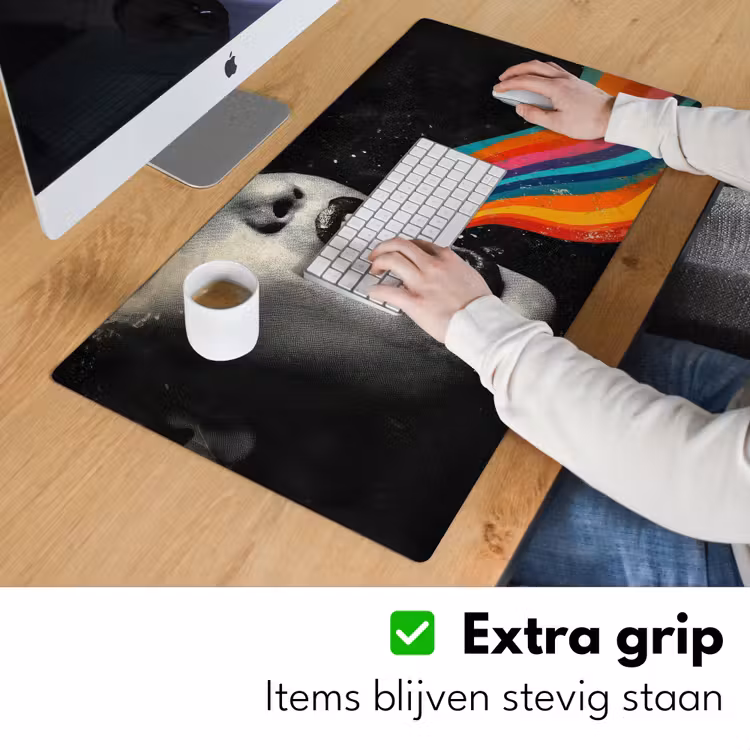 Mond - Golven - Regenboog Muismat XXL klein -sfeer3