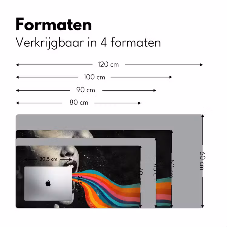 Mond - Golven - Regenboog Muismat XXL klein -sfeer5