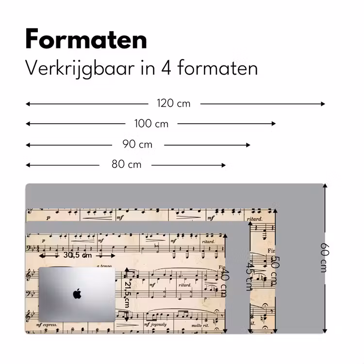 Muzieknotatie - Notenbalken - Kunst - Klassiek - Beige Muismat XXL klein -sfeer5