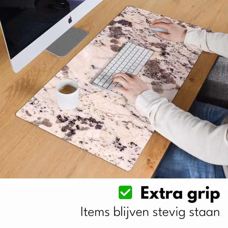 Natuursteen - Patroon - Abstract - Beige - Grijs Muismat XXL klein -sfeer3