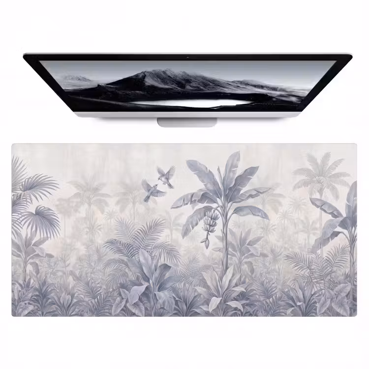 Natuur - Vogel - Jungle - Illustratie - Blauw Muismat XXL klein -zzz3d
