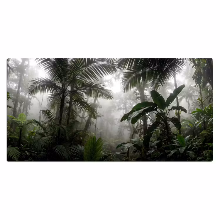 Natuur - Jungle - Mist - Groen - Bladeren Muismat XXL klein -3d_leeg