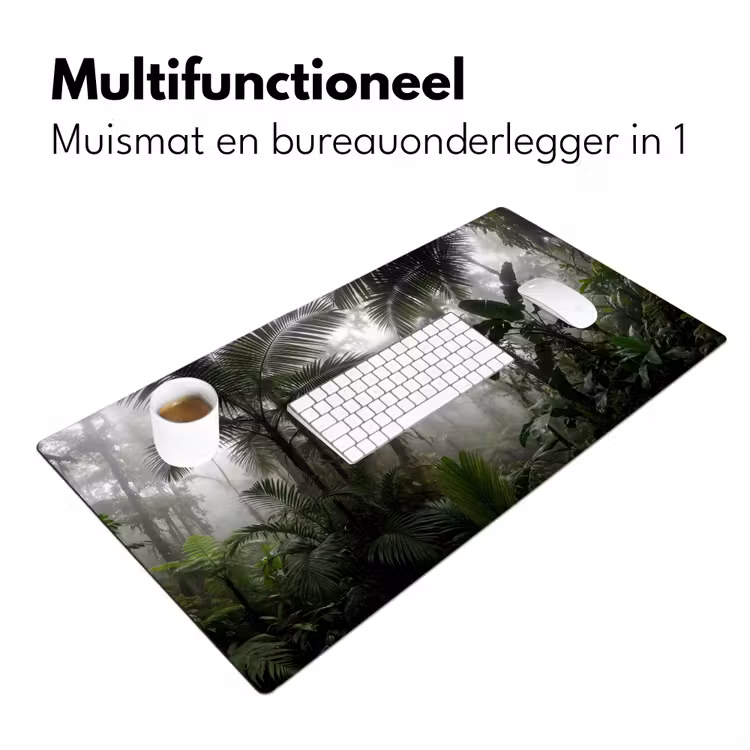 Natuur - Jungle - Mist - Groen - Bladeren Muismat XXL klein -sfeer4