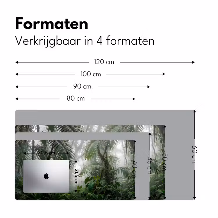 Natuur - Jungle - Mist - Tropisch - Groen Muismat XXL klein -sfeer5