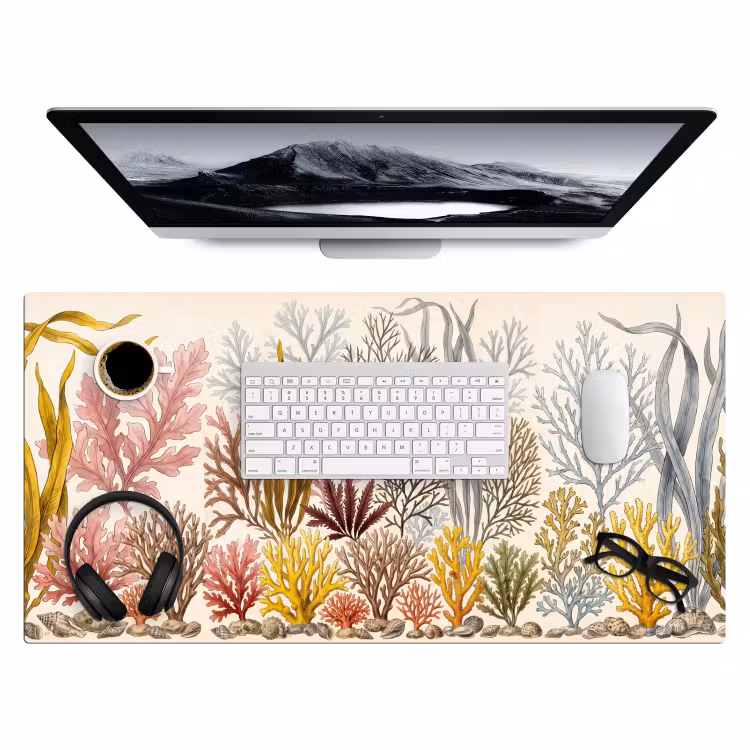 Natuur - Onderwater - Botanisch - Vintage - Kleurrijk Muismat XXL klein -3d