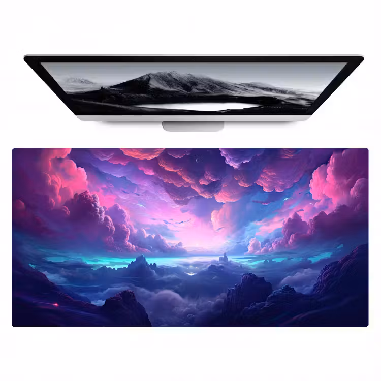 neon-wolken-roze-blauw-gaming Muismat XXL klein -zzz3d