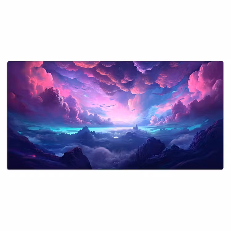 neon-wolken-roze-blauw-gaming Muismat XXL klein -3d_leeg