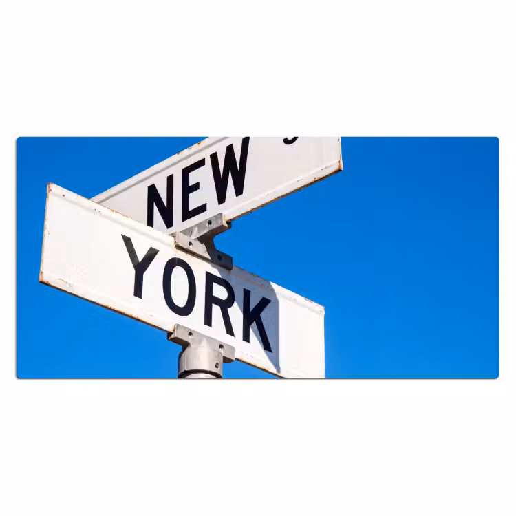 New York - Straatbord - Stad - Urban - Blauw Muismat XXL klein -3d_leeg