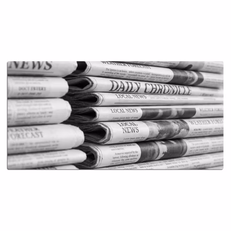 Krant - Stapel - Nieuws - Zwart-wit - Media Muismat XXL klein -3d_leeg