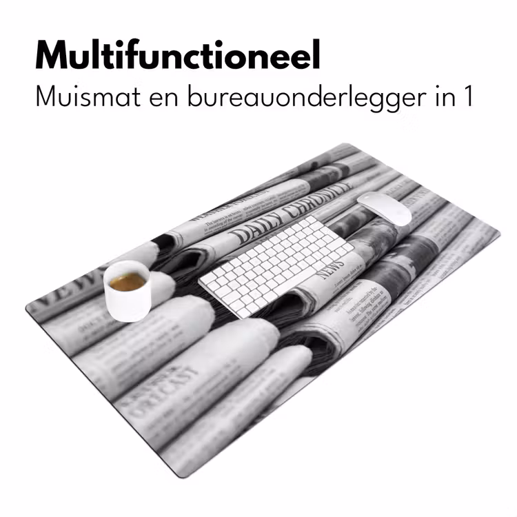 Krant - Stapel - Nieuws - Zwart-wit - Media Muismat XXL klein -sfeer4