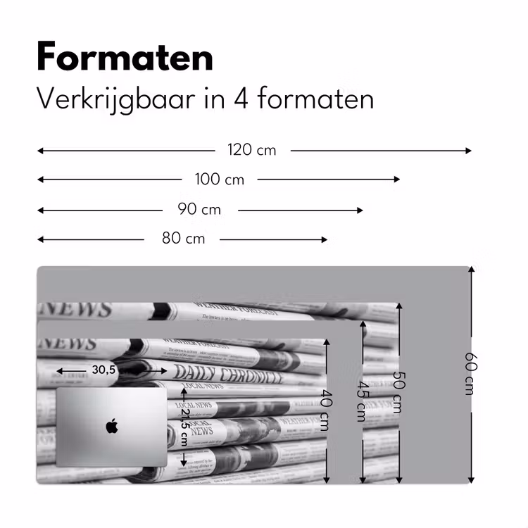 Krant - Stapel - Nieuws - Zwart-wit - Media Muismat XXL klein -sfeer5