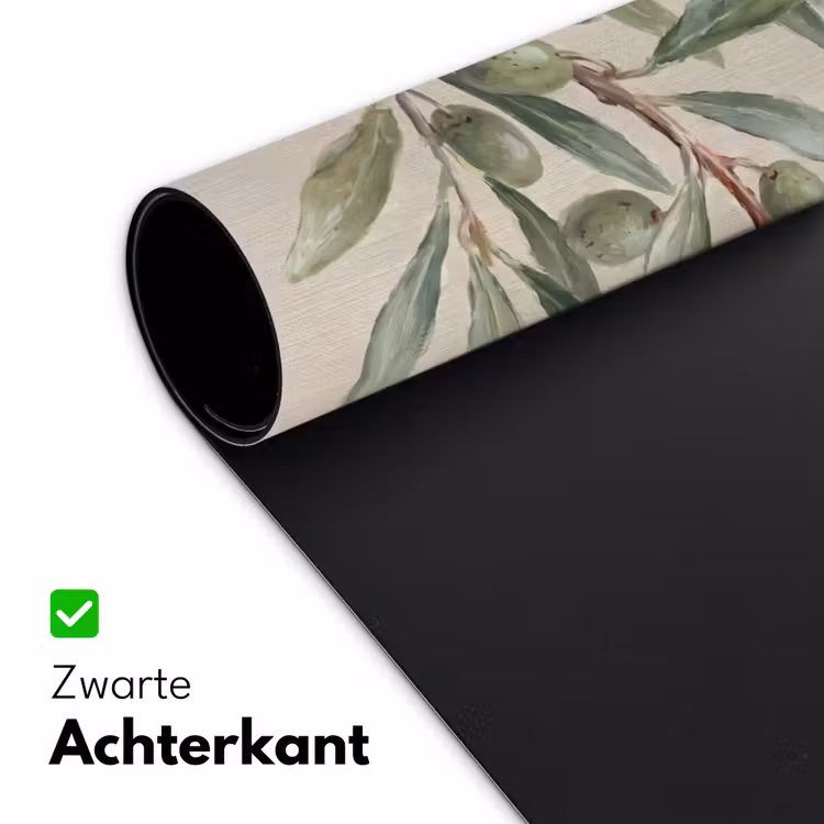Olijftak - Bladeren - Natuur - Groen - Beige Muismat XXL klein -sfeer2