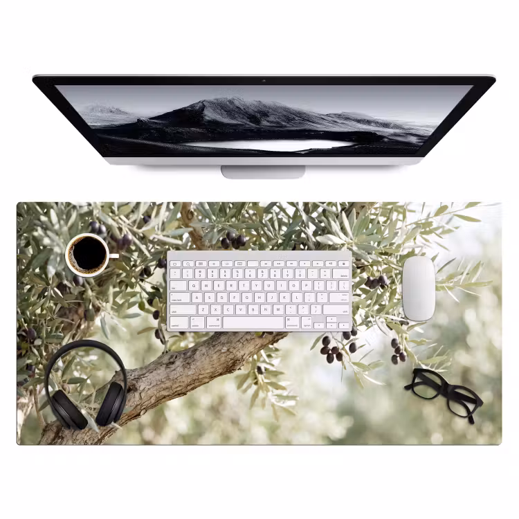 Desk Mat - Olive tree - branch - green - Olijfboom - tak - groen Muismat XXL klein