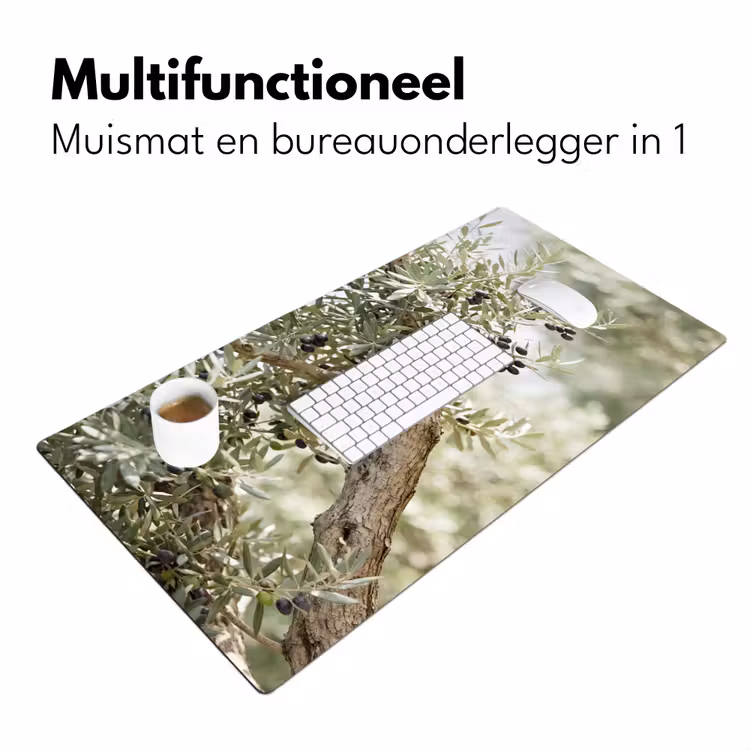 Desk Mat - Olive tree - branch - green - Olijfboom - tak - groen Muismat XXL klein
