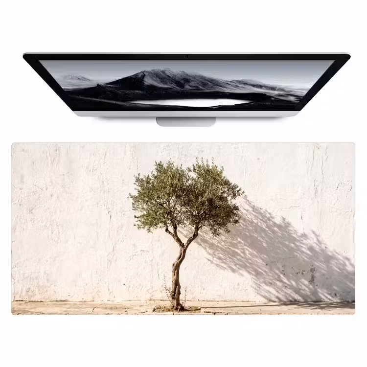 Desk Mat - Olive Tree - Wall - White - Olijfboom - muur - wit Muismat XXL klein