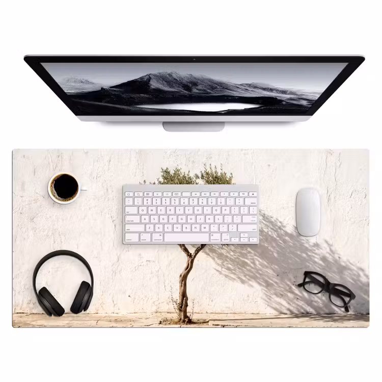 Desk Mat - Olive Tree - Wall - White - Olijfboom - muur - wit Muismat XXL klein