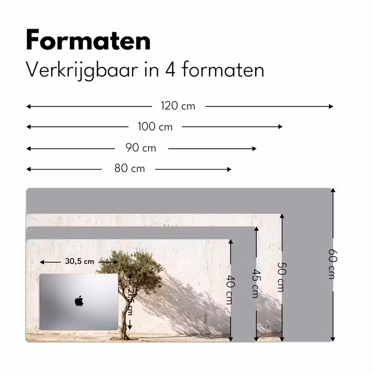 Desk Mat - Olive Tree - Wall - White - Olijfboom - muur - wit Muismat XXL klein