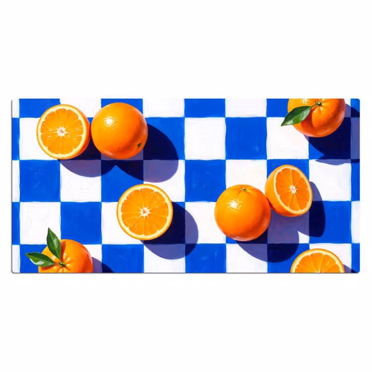 Desk Mat - Orange - Checkered - Food - Sinaasappel - Geruit - Eten Muismat XXL klein