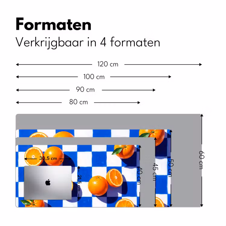 Desk Mat - Orange - Checkered - Food - Sinaasappel - Geruit - Eten Muismat XXL klein