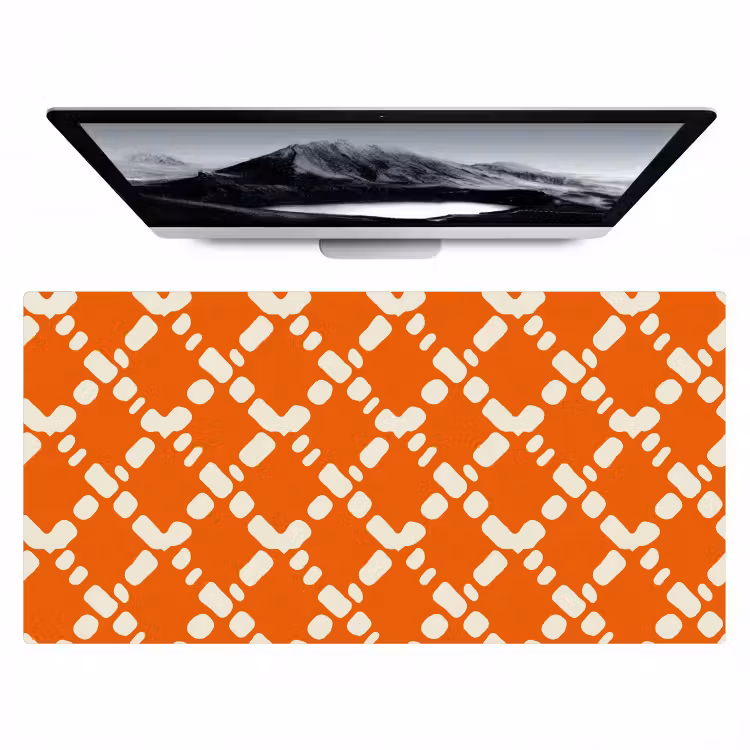 Oranje - Ruitpatroon - Wit Muismat XXL klein 681 -zzz3d