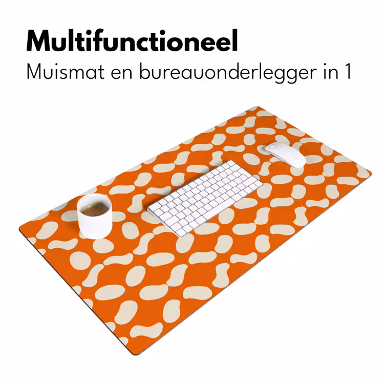 Oranje - Organische vormen - Wit Muismat XXL klein 681 -sfeer4