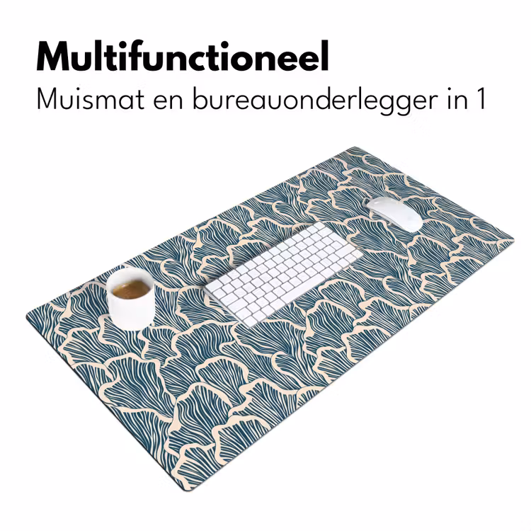 Organisch - Blauw - Crème - Schelpen Muismat XXL klein 681 -sfeer4