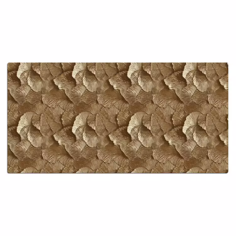 Organisch - Patroon - Bladeren - Goud Muismat XXL klein 681 -3d_leeg