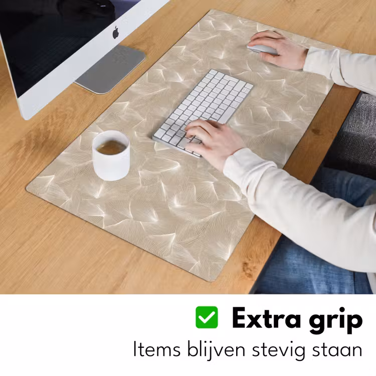 Organisch - Textuur - Beige Muismat XXL klein 681 -sfeer3