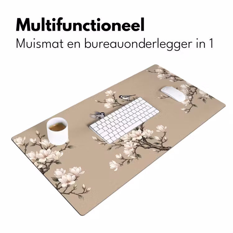 Oosters - Vogels - Beige Muismat XXL klein -sfeer4