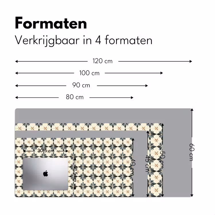 Sierlijk - Ornament - Blauw Muismat XXL klein 681 -sfeer5