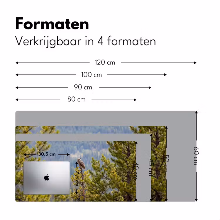 Uil - Oehoe - Bomen - Natuur Muismat XXL klein -sfeer5
