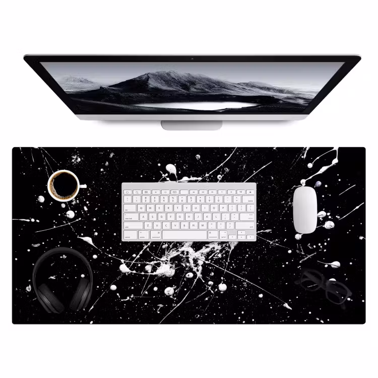 Verfspatten - Wit - Abstract - Explosie Muismat XXL klein -3d
