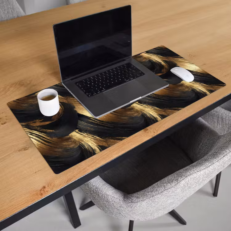 Verfstreken - Abstract - Goud - Zwart Muismat XXL klein 681 -sfeer1