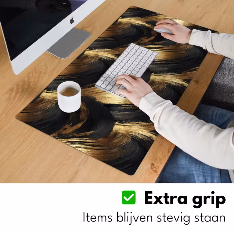 Verfstreken - Abstract - Goud - Zwart Muismat XXL klein 681 -sfeer3