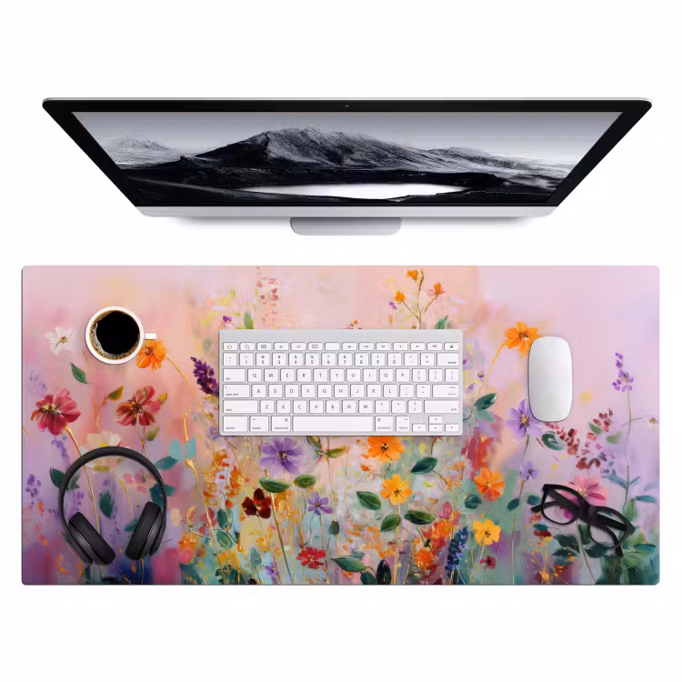 Schilderij - Bloemen - Abstract - Kleurrijk Muismat XXL klein -3d