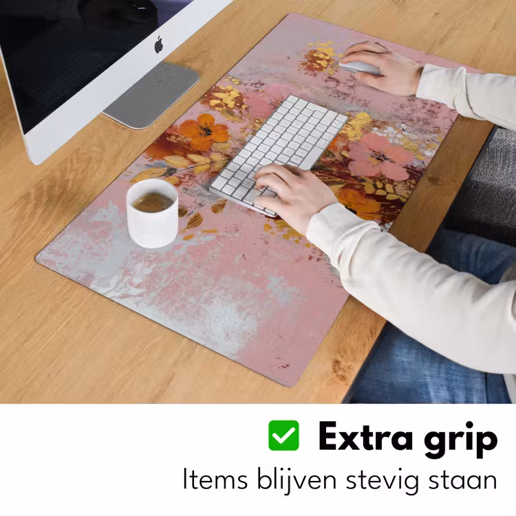 Schilderij - Bloemen - Rustiek - Roze Muismat XXL klein -sfeer3