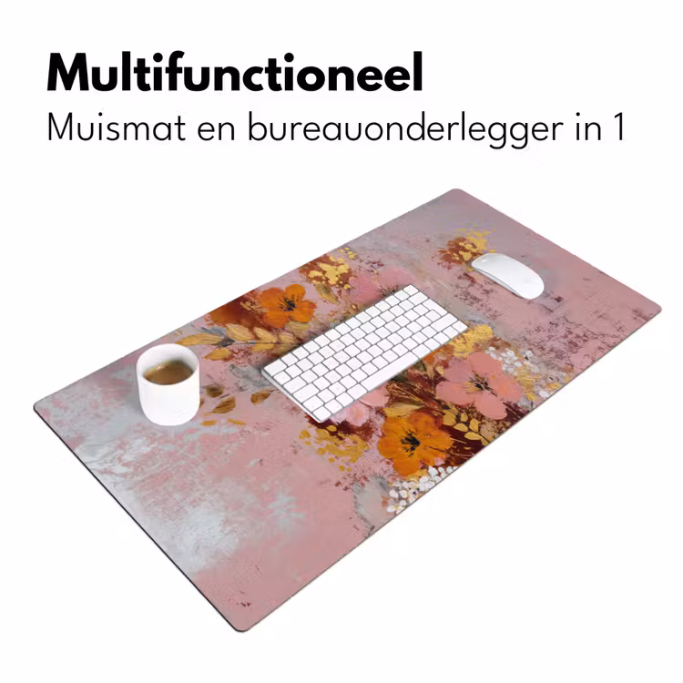 Schilderij - Bloemen - Rustiek - Roze Muismat XXL klein -sfeer4