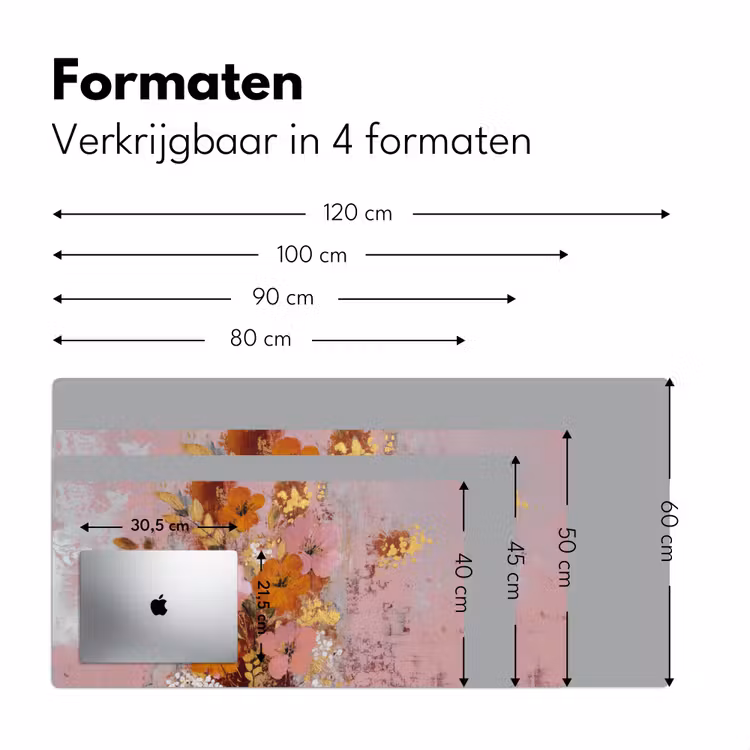 Schilderij - Bloemen - Rustiek - Roze Muismat XXL klein -sfeer5