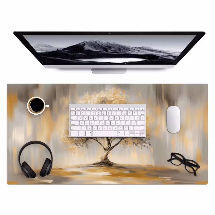 Schilderij - Boom - Abstract - Bladeren Muismat XXL klein -3d
