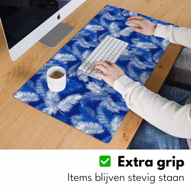 Palmblad - Patroon - Blauw Muismat XXL klein 681 -sfeer3