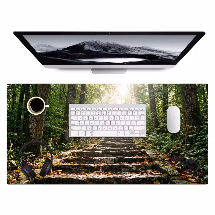 Stenen - Trap - Bos - Natuur Muismat XXL klein -3d
