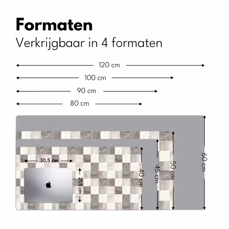 Patroon - Dambord - Houtnerf Muismat XXL klein 681 -sfeer5