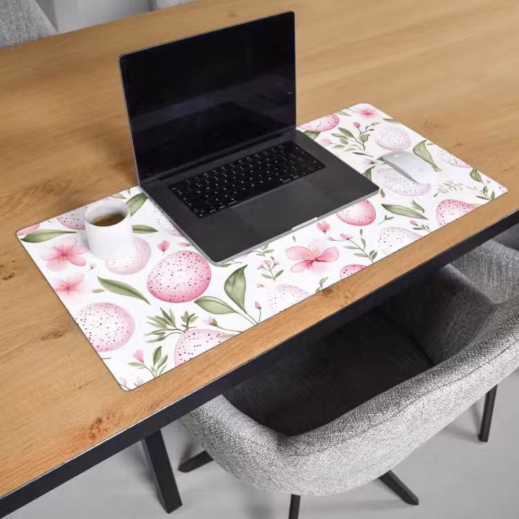 Patroon - Eieren - Roze - Pasen Muismat XXL klein -sfeer1